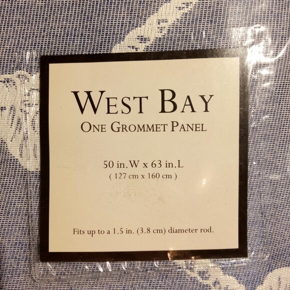West Bay Grommet Window Curtain Panel  50"W x 63"L  Indigo  Coastal Pattern NEW - Picture 2 of 7